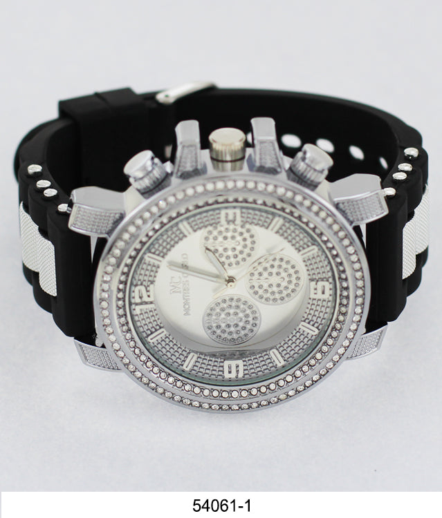 5406-Montres Carlo Black Silicone Bullet Band Watch