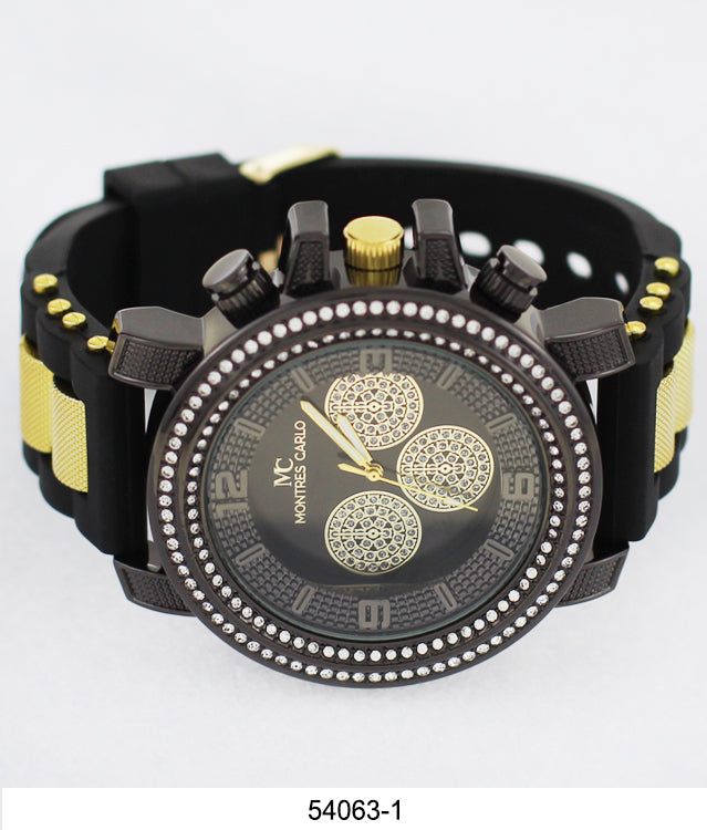 5406-Montres Carlo Black Silicone Bullet Band Watch