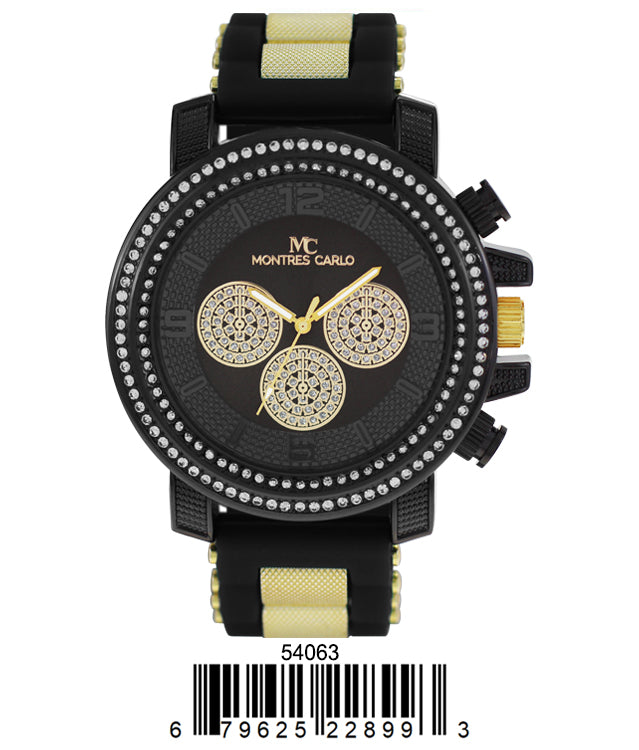 5406-Montres Carlo Black Silicone Bullet Band Watch