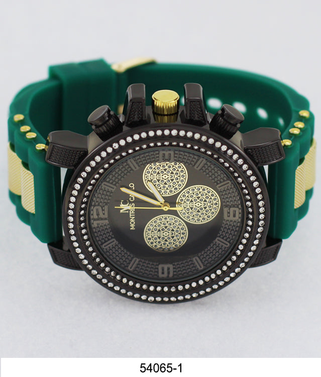 5406-Montres Carlo Black Silicone Bullet Band Watch