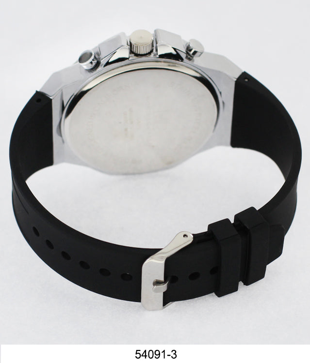 5409-Montres Carlo CZ Stone Case Watch With Silicone Band