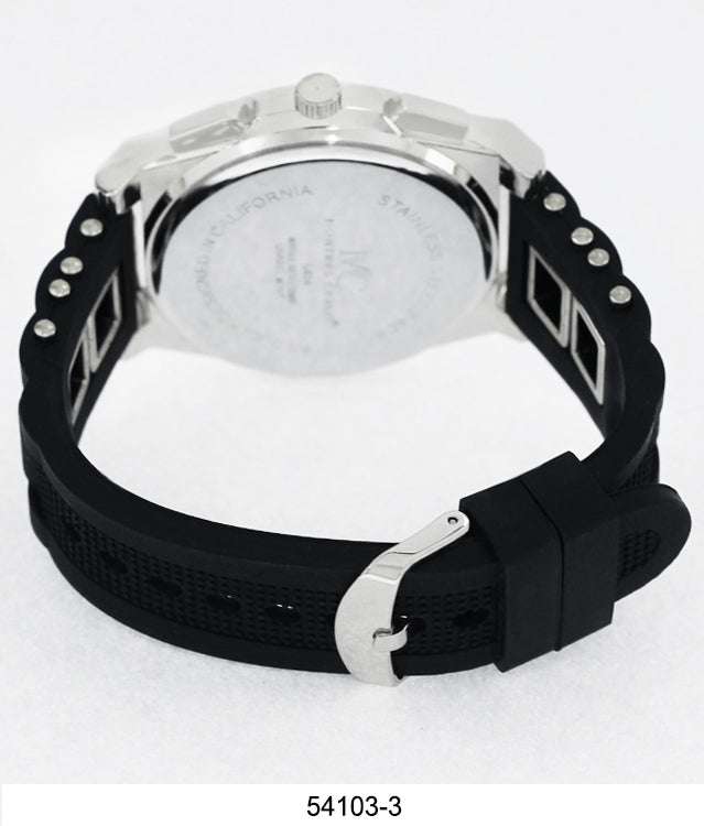 5410-Montres Carlo Black Silicone Bullet Band Watch