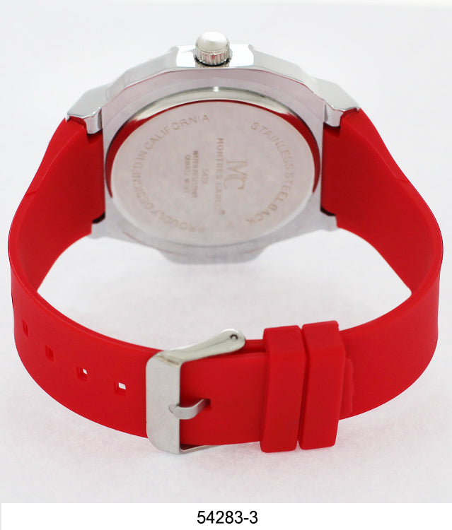 5428-Montres Carlo CZ Stone Case Watch With Silicone Band