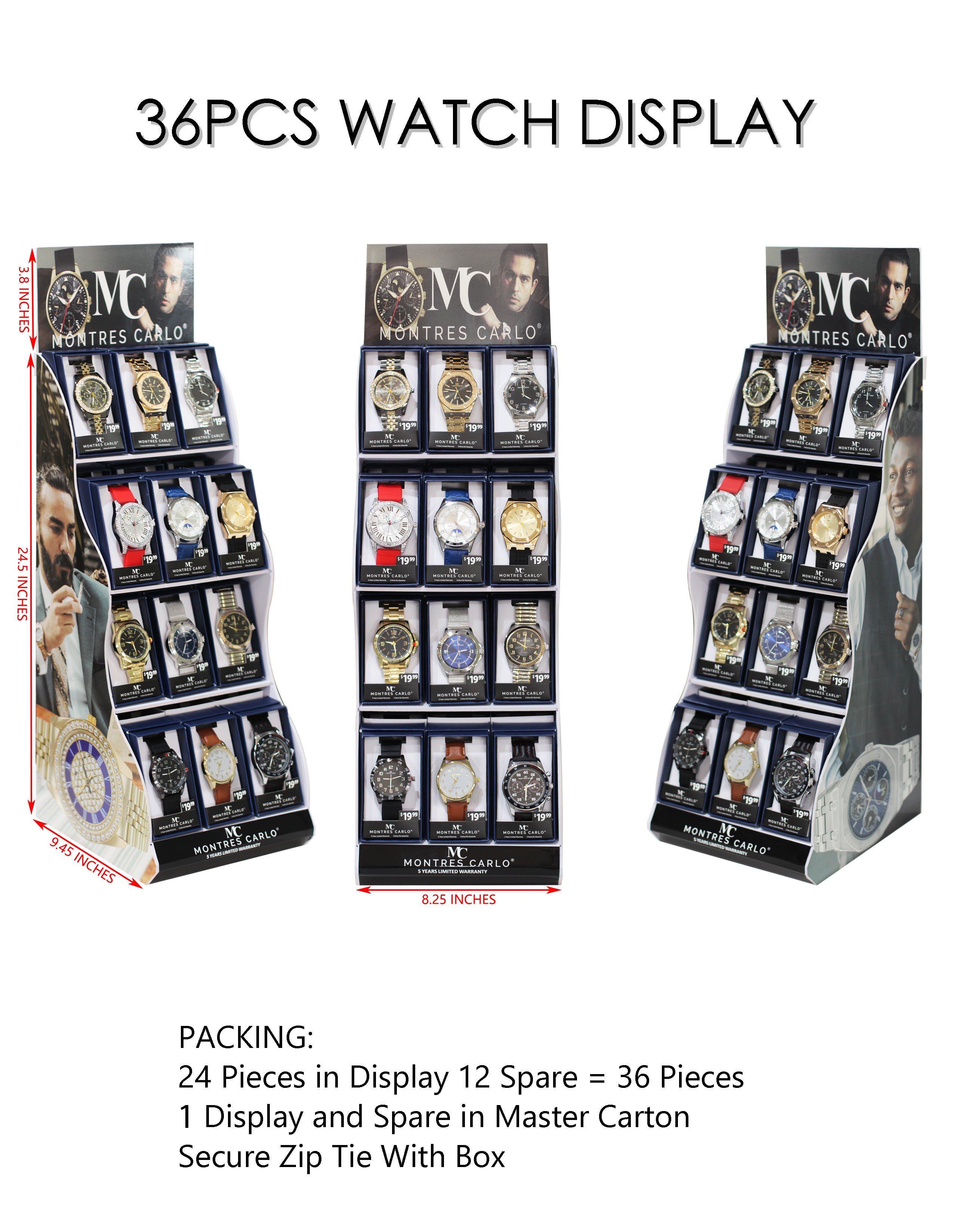 G-2022-S - Prepacked 36 Piece Watch Display