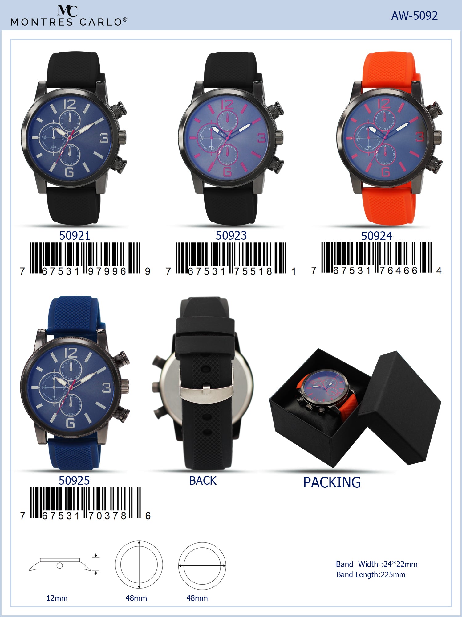 5092 - Prepacked Silicon Band Watch