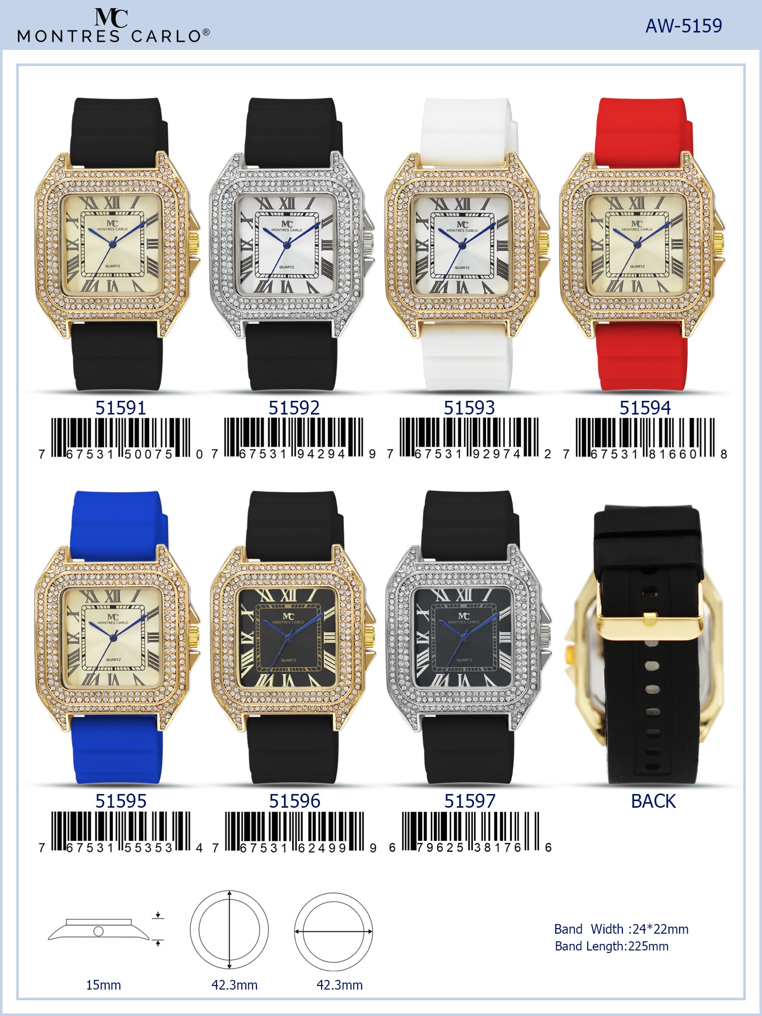 5159 - Iced Out Silicone Watch