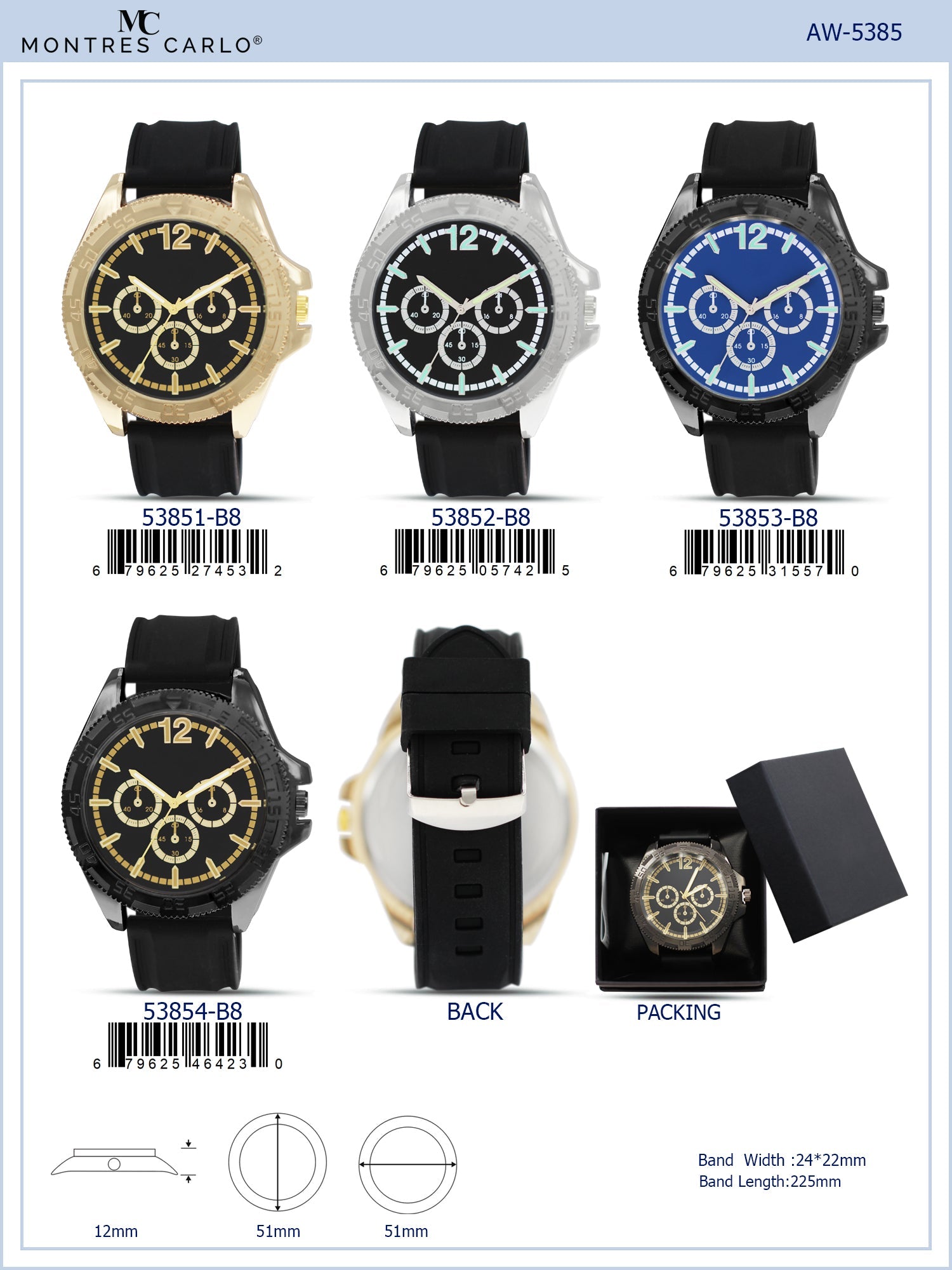 5385-B8-Gift Boxed Rubbber Strap Watch
