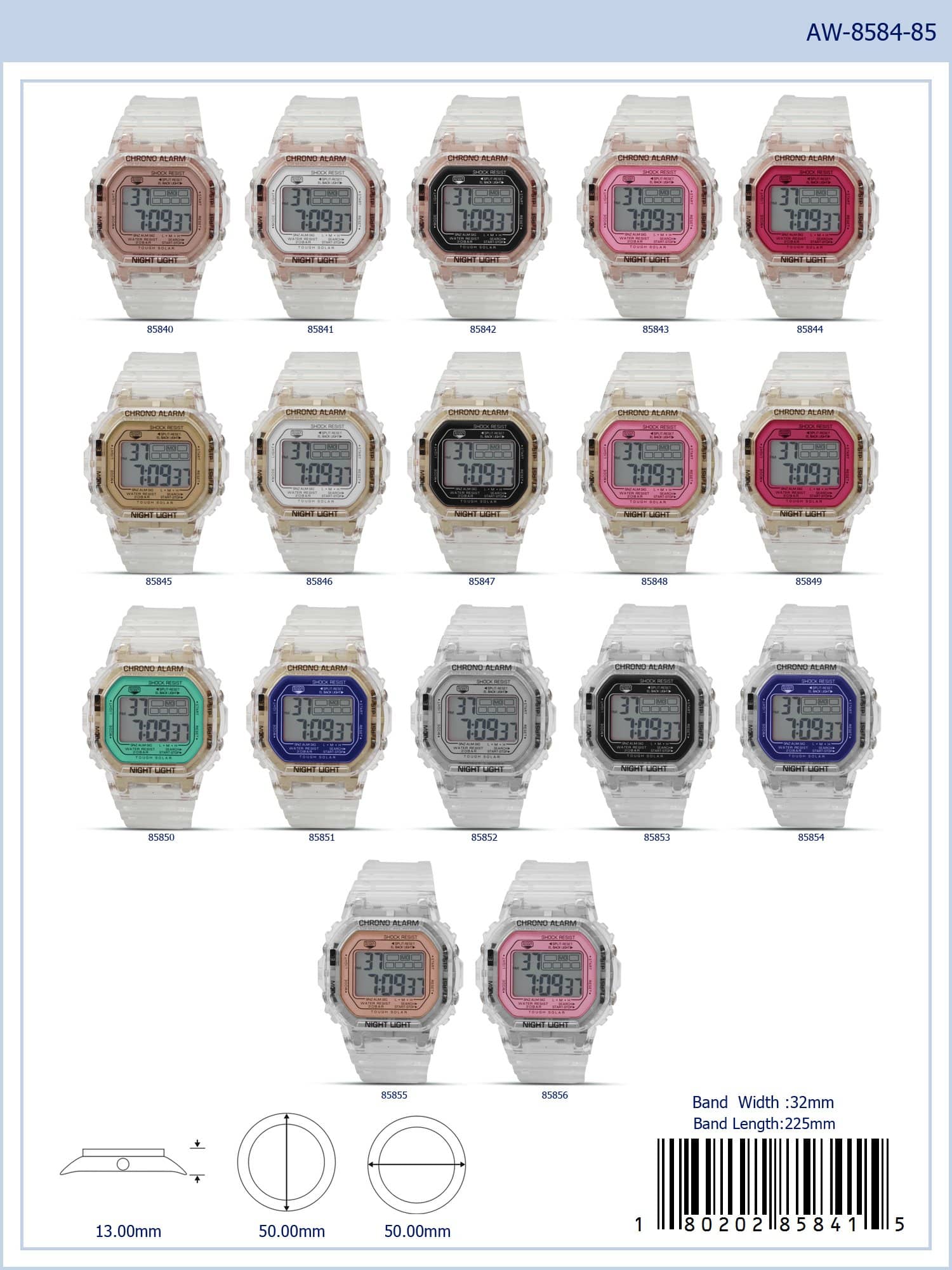 8584 - Reloj Digital Transparente